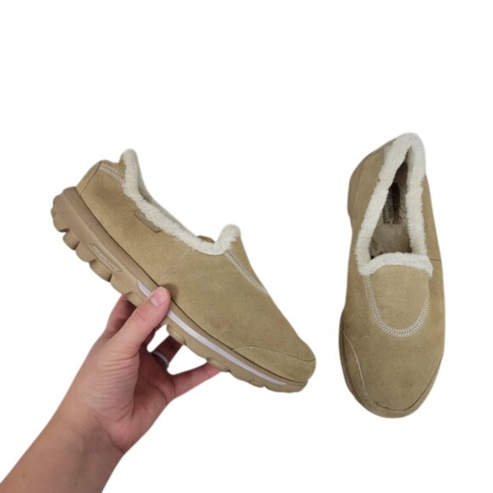 Skechers GOwalk Toasty Slip On Shoes Loafers Suede Tan Size 7